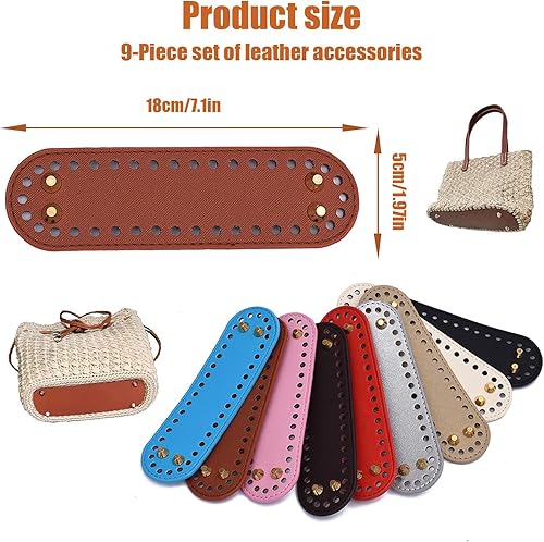 Dfuqanb Lot de 9 sacs en polyuréthane (18 x 5 cm), fond de sac en cuir synthétique, fond de sac à crochet, fond de sac, sac à bandoulière, sac à tricot, sac à bandoulière - Nail Gallerys