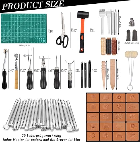 Kit de bricolage pour cuir, 328 pièces, outils de bricolage, groover, rivets pour cuir, outil de tampon pour cuir, fil à coudre, aiguilles à coudre et autres outils d'artisanat pour le cuir à la main - Nail Gallerys