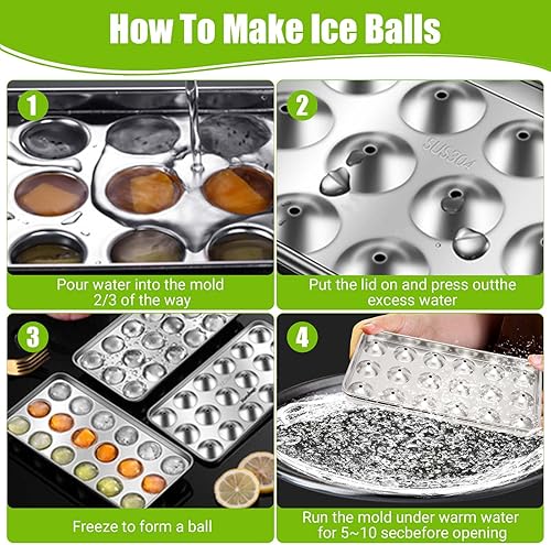 Bac à Glaçons en Métal en Acier Inoxydable, Bacs à Glaçons Ronds Empilables, Moules à Glaçons Réutilisables, Grand Bac a Glacon, Glaçons Sphériques pour Bière, Café et Jus de Fruit - Nail Gallerys