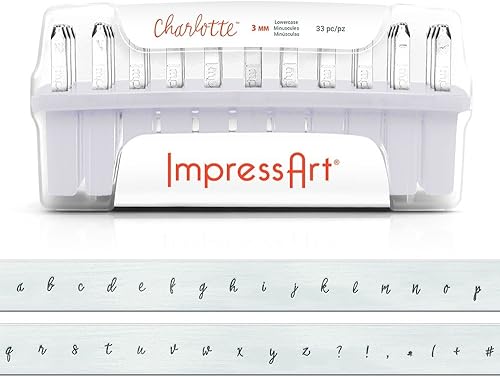 ImpressArt Metal Punch Stamp Set, Lowercase Alphabet, Charlotte Font 3mm, 33 Piece Set, Steel - Nail Gallerys