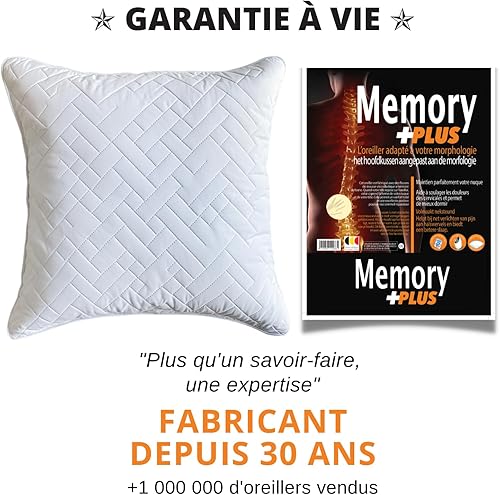 Oreiller Ergonomique Cervical 60x60 (GARANTIE) Oreiller Memoire Forme 60x60 Cervicales Douloureuses, Soulager Douleurs Soutien Sommeil Réparateur Oreiller Mémoire de Forme Viscoélastique Coussin Ferme - Nail Gallerys