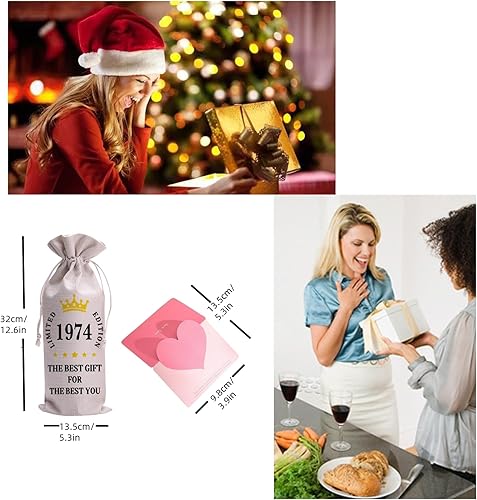 LIANRISES Sac à Bouteilles 1974 Sac De Toile De Jute Sac Bouteille Vin Emballage Bouteille Vin 51 Ans Anniversaire Femme Et Les Cartes - Nail Gallerys