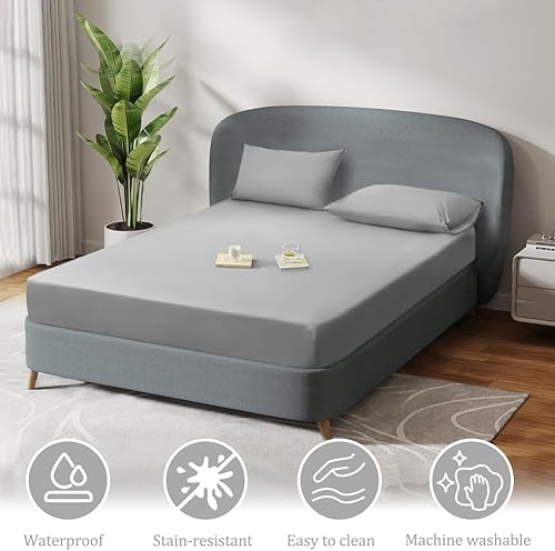 DUJUIKE Drap-Housse ImperméAble, Protège-Matelas, pour Chats, Chiens, Enfants, Convient aux Matelas jusqu'à 40 cm d'épaisseur, Hypoallergénique, Ourlet élastique (Vert,90x200cm) - Nail Gallerys