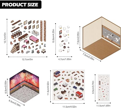 Lot de 10 autocollants pour maison 3D DIY 2024 - Autocollants 3D pour maison - Faites votre propre supermarché - Amusant - Scène - Autocollants 3D - Pour adultes et enfants - Relief - Passe au temps - Nail Gallerys