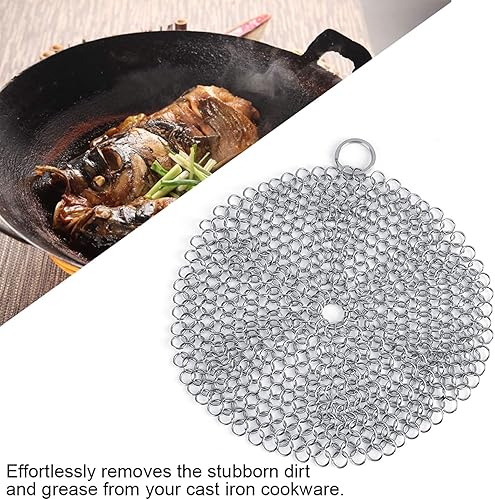 Laine d'acier, nettoyant en fonte 17,8 x 17,8 cm en acier inoxydable 316L de qualité supérieure pour poêle, wok, casserole, poêle, poêle pré-assaisonnée, fours hollandais, gaufriers, grattoir en fonte - Nail Gallerys