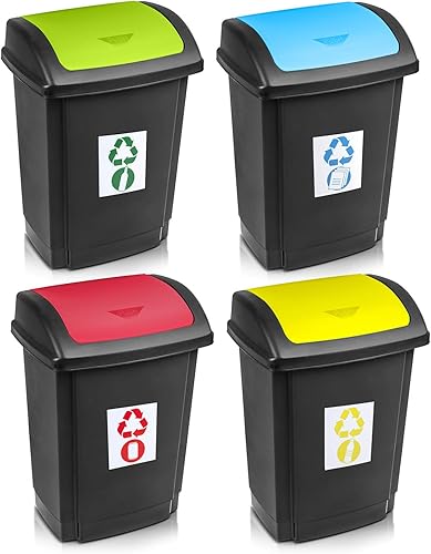 Plast Team Swing Poubelle à couvercle basculant pour déchets de papier - Poubelle de recyclage - 25 l - Bleu/noir - Nail Gallerys