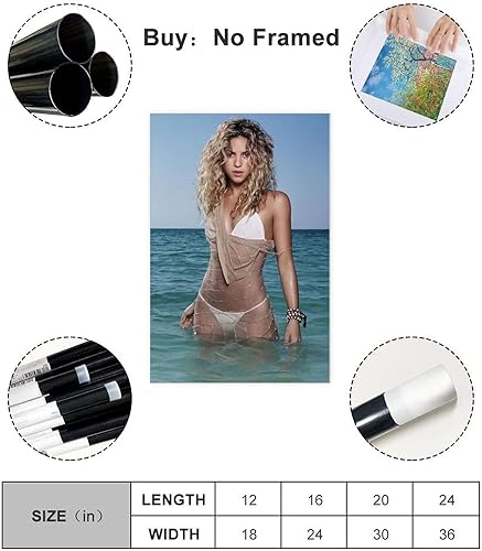 MOIT Poster sur toile Singer Shakira 7 - Décoration murale pour salon, chambre à coucher - Style sans cadre - 30 x 45 cm - Nail Gallerys