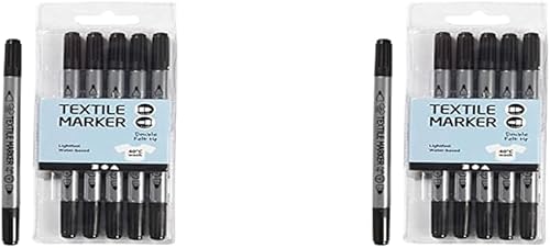 Creativ Company Marqueurs textiles, épaisseur du trait 2,3 +3,6 mm, noir, 6 pièces - Nail Gallerys
