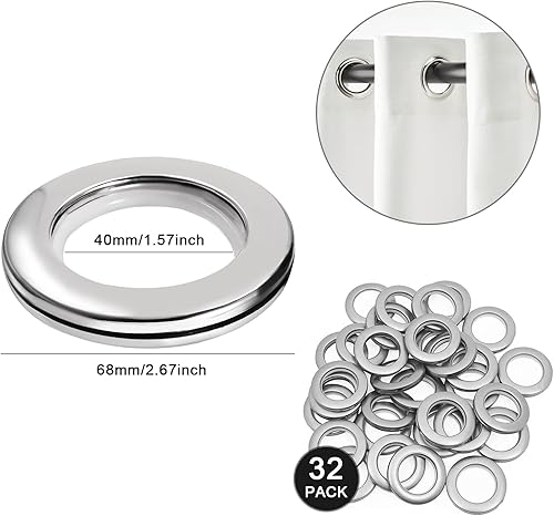KOSHIFU 32PCS Anneaux de Rideaux en Plastique Intérieur Diamètre 40mm Anneaux à œillets de Rideau pour Rideau de Fenêtre Douche Vestiaire - Nail Gallerys