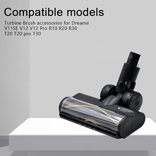 Brosse motorisée électrique Turbo Compatible pour Dreame R20 T20 T30 R30 V12 V12 Pro T20 Pro V11SE R10, Tête de Brosse Nettoyage, Tête de Brosse électriqueavec Lumière LED pour Sols Durs et Moquettes - Nail Gallerys