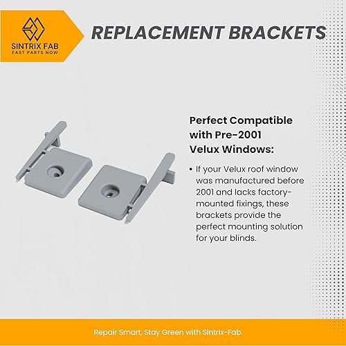 Sintrix Fab Supports de fixation de rechange pour stores vénitiens Velux - Compatible avec ZOZ 230 pour stores enrouleurs, vénitiens, plissés, etc. (à partir de 2000). - Nail Gallerys