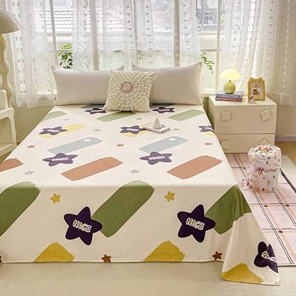 Drap de lit à motif mignon – Petite parure de lit en microfibre brossée douce à motif floral, drap plat épais et respirant pour dortoir, lit superposé, décoration de chambre d'étudiant (03, 200 x 230 - Nail Gallerys