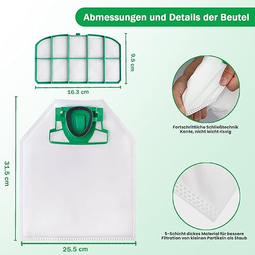 12 Sac pour Aspirateur Kobolt vk200 FP200 avec 2 Filtres - Nail Gallerys