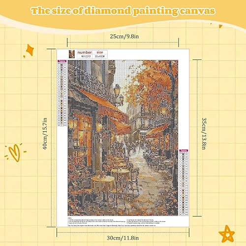 NEWENMO 5D Café à Paris Diamond Painting Set,DIY Rues de France Peinture Diamant Adulte,Bricolage Paysage Urbain Diamond Art Kit,Vintage Diamant Painting,pour Adulte Débutant Maison Décor (30x40cm) - Nail Gallerys