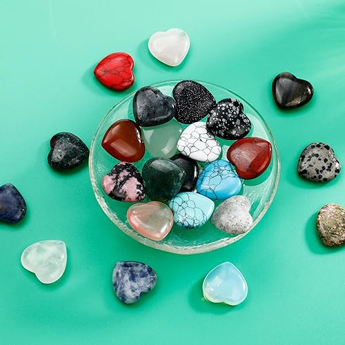 24 Pièces Cristal en Forme Coeur,Cristaux de Guérison Naturels 20mm,Pierre Porte-Bonheur en Forme de Cœur Naturel, Cadeau d'anniversaire, Décoration de la Maison, Artisanat en Forme de Cœur - Nail Gallerys