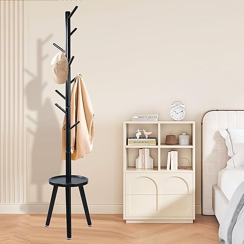 YheenLf Porte-Manteau sur Pieds, Portant à Vêtements avec 8 Crochets, 3 Hauteurs Réglables, Porte Manteaux, Assemblage Facile, Pour Salon, Entrée, Chambre, Noir, 35.5x35.5x182cm - Nail Gallerys