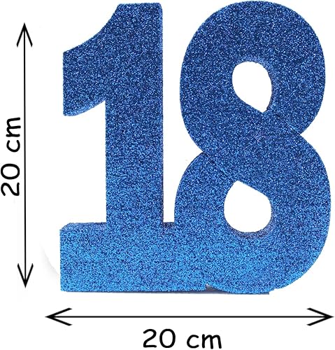 ocballoons Décoration de table bleu numéro 18 polystyrène pièce maîtresse anniversaire dix-huit ans anniversaire - Nail Gallerys