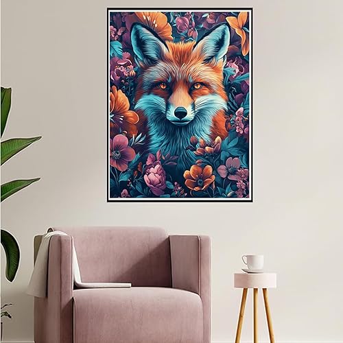 Diamond Painting Renard, 5D Peinture Diamant Adulte Fleur Broderie Diamant kit Complet, DIY Diamant Strass Point de Croix Cristal Painting pour Enfants Débutants pour Decoration Maison 30x40cm 8-7 - Nail Gallerys