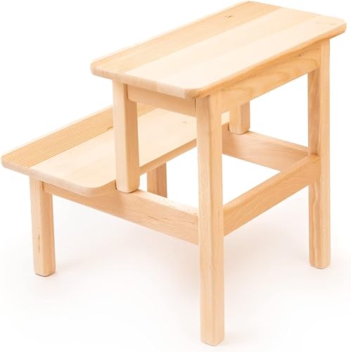 Ribnican Marchepied en bois de hêtre massif à 2 marches 40 x 40 x 40 cm - Nail Gallerys