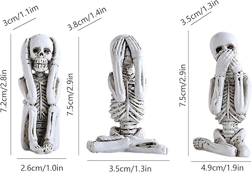 Lot de trois figurines squelettes de sagesse – Lot de trois décorations d'étagère | Écoutez parler ne voyez pas le mal Trois ornements de sagesse | Décoration de table en résine pour la maison, le - Nail Gallerys