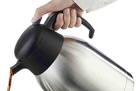 APS pichet à vide 'Classic', pichet à café avec bouchon à vis, Ø 14 cm, H : 19 cm, acier inoxydable à double paroi, pour boissons chaudes et froides, ne passe pas au lave-vaisselle, 8 tasses/1,0 litre - Nail Gallerys