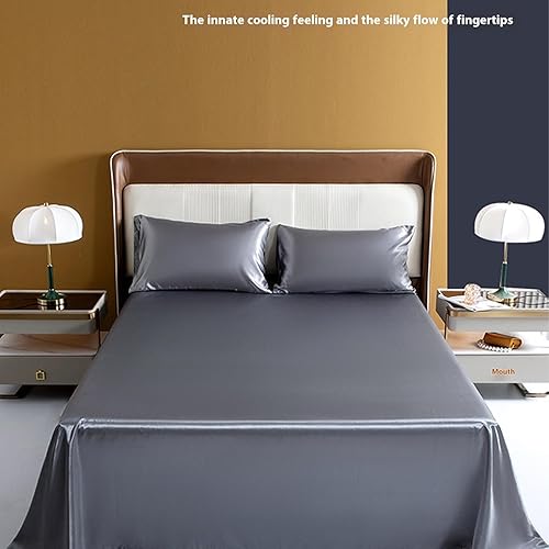 Gorger Taie d'oreiller en soie hypoallergénique, anti-acné, taies d'oreiller de luxe en soie de glace, couverture complète, drap-housse antidérapant, 1 couvre-lit + 2 taies d'oreiller (rouge, 180 x - Nail Gallerys