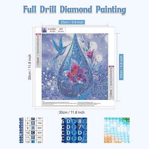 NAIMOER Cristal Peinture Diamant Adulte, 5D Oiseau Diamond Painting Complet Diamant Kit Enfants, Diamant Painting Strass Point de Croix Cristal pour Murale Décor 30x30cm - Nail Gallerys