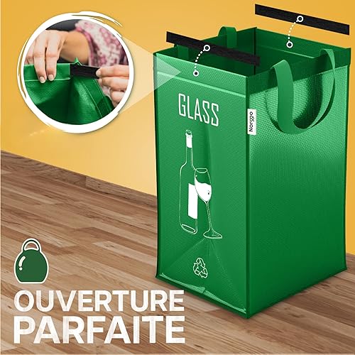 Norggo Pack de 3 Sacs Tri Sélectif–Poubelle de Tri pour Déchets et Recyclage de Grande Capacité 40L– pour Papier, Plastique et Verre–Sacs Écologiques - Nail Gallerys