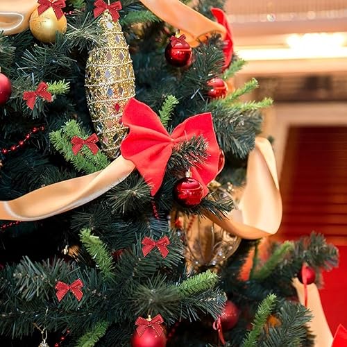 LAMEK 200 pièces Mini Nœud Rouge, Mini Nœud Papillon, Noeud de Ruban de Noël Ornements avec 2 Rouleaux de la Colle pour Emballage de cadeaux Ornements Fête Décoration DIY Artisanat Noël Rouge - Nail Gallerys