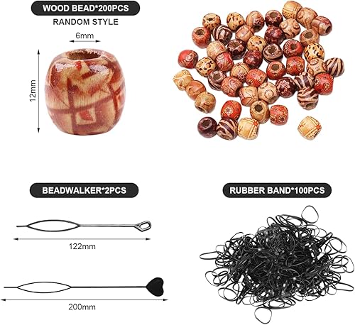ZBHDEYG Lot de 400 perles de bricolage en bois, perles en bois perforées, perles en bois colorées, décoration pour cheveux, perles en bois à motifs créatifs, accessoires de tissage - Nail Gallerys