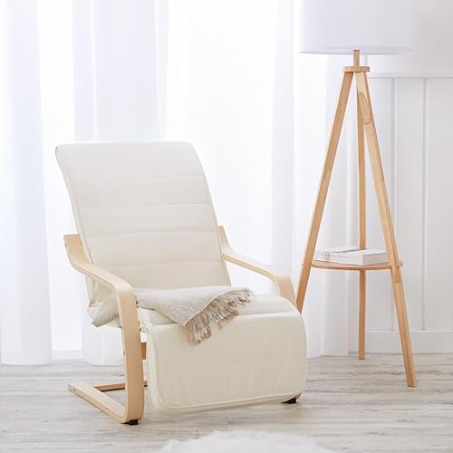Homestyle4u 2406 - Fauteuil de relaxation, basculant, avec accoudoir, fonction allongée, fauteuil à bascule, pour le salon, beige crème - Nail Gallerys