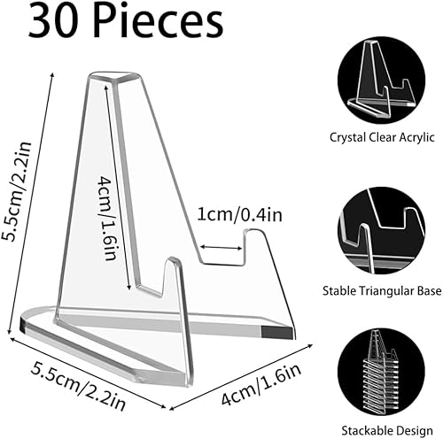 FANXIYA 30Pcs Mini Présentoir en Acrylique Transparent, Petit Chevalets en Plastique pour Médaille, Support Carte de Visite pour Postale, Carte à Jouer, Photo, Pierres et Minéraux - Nail Gallerys