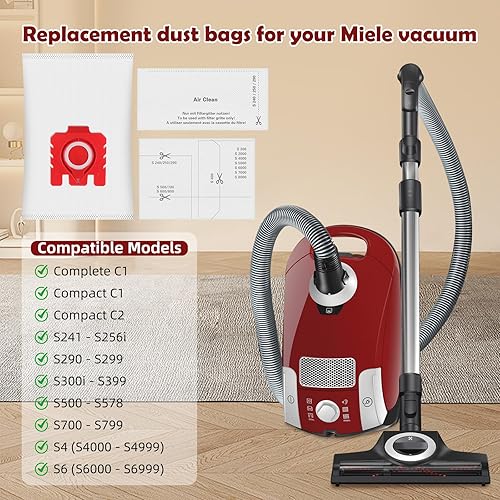 Lot de 12 Sacs à Poussière Pure GN 3D Compatibles avec Miele GN pour Aspirateurs Classic C1 Complete C2 Complete C3, S2 S4 S5 S6 S8 Series avec 4 + 4 Filtres Air Clean - Nail Gallerys