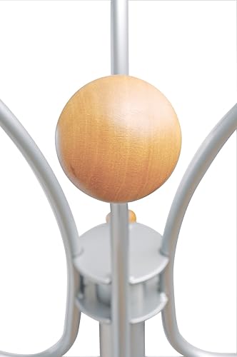 Alba - Porte Manteau sur Pied - Métal et Bois - Porte Parapluies - 4 Doubles Patères - Base Stable Lestée - Montage Facile - Gris - Idéal Bureau et Entrée Maison - PMVIENA - Nail Gallerys