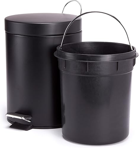 MSV Set de salle de bain 2 pièces Poubelle de salle de bain Poubelle et brosse WC Noir - Nail Gallerys