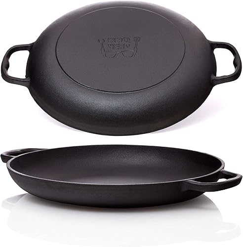 BBQ Nerd© Poêle à paella en fonte Ø 36 cm (6 personnes) Poêle antiadhésive avec fond plat pour paella espagnole traditionnelle - Poêle en fonte pour barbecue - Induction - Nail Gallerys