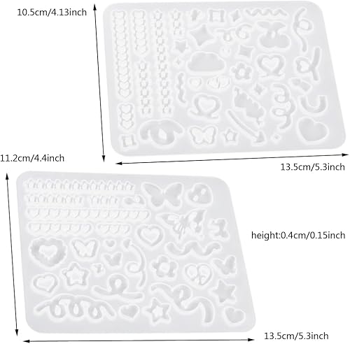 Nifocc Lot de 2 moules en résine époxy pour bijoux - Pendentif - Boucles d'oreilles - En silicone - En forme de cœur - Étoile - Papillon - Bijoux en résine coulée - Moule en cristal - Pour bricolage - Nail Gallerys