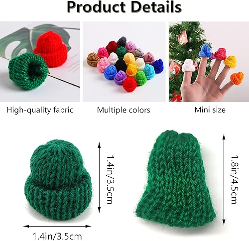 Niuhong 24 Pcs Décoration Bouteille Vin Mini Chapeau Bonnet Tricoté Ornements Chapeaux Fête Miniatures Artisanat Chapeau Peluche Décoration Tricotés Noël Décorations Fournitures d'Artisanat - Nail Gallerys