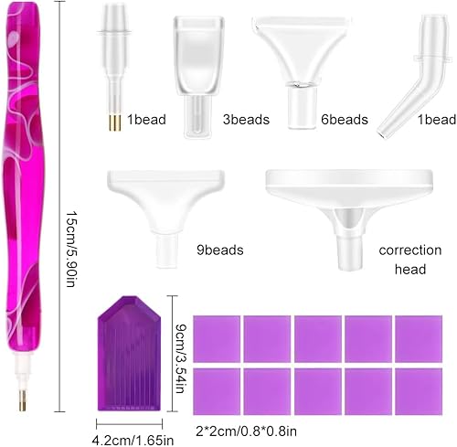 RAXLUPO 38 Pièces DIY 5D Diamant Schilderen Pennen Set Accessoires et Outils de Peinture Stylo de Forage à Pointe de Résine, 5 Styles, 5D Drill Pen Têtes de Rechange Pour Peinture Diamant, Bricolage - Nail Gallerys