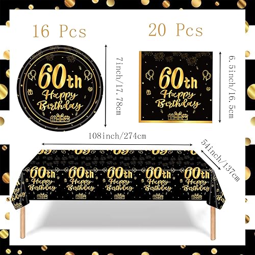 POPOYU 37 Pièces Assiette Vaisselle Anniversaire Kit,Vert sauge Decoration Anniversaire Vaisselle 60 Ans Femmes Hommes,Nappe Papier Assiette Serviette pour Decoration Anniversaire 60 Ans Cadeau - Nail Gallerys