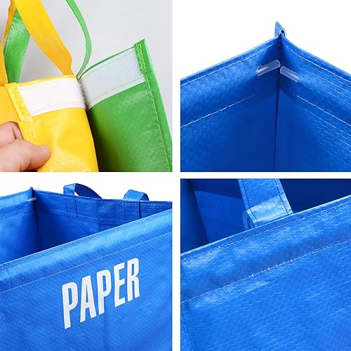 Cymax Lot de 3 Sac Tri Selectif,Déchets Plastique,Sacs de Recyclage,Sacs Solides,Capacité 105L（Bleu -Jaune -Vert,Poubelle pour Extérieur/Intérieu pour Papier, Verre, Plastique - Nail Gallerys