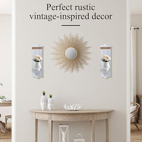 Alphatool Lot de 2 Appliques murales rustiques à Suspendre en Bois de Style Nordique pour Chambre à Coucher, Salon, Cuisine, Salle de Bain, Blanc, Gris, Noir - Nail Gallerys