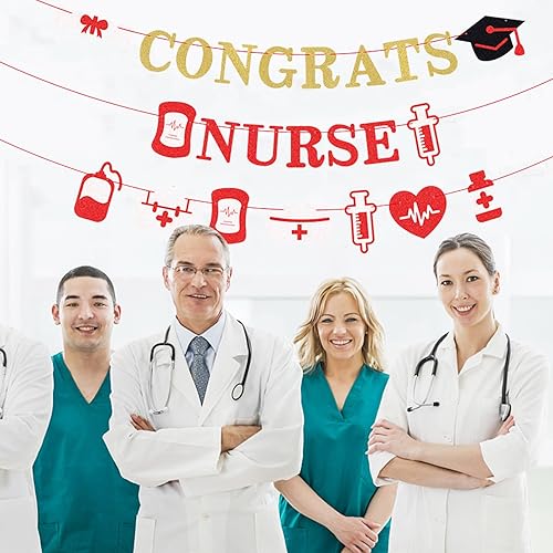 BSITSSS 3 Pièces Banniere Felicitations, Graduation Banderole, Infirmière Guirlande Congrats Nurse Banner pour Le Thème des Infirmières Médicales Remise de Diplôme - Nail Gallerys