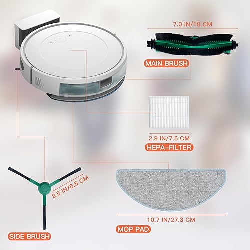 Kit d'accessoires pour iRobot Roomba Combo Essential Y0112/Y0110/Y0140/Q0120/Q011/Q052, pour IRobot Roomba 105 Combo+ robot aspirateur, 1 brosse principale, 4 filtres, 4 brosses latérales, 4 lingettes - Nail Gallerys