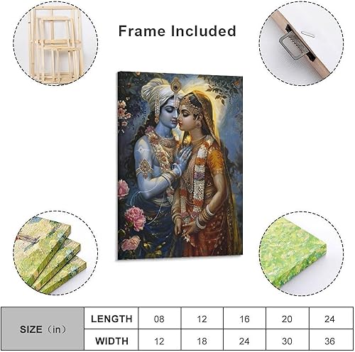 WJWART Ethereal Radha Krishna Poster sur toile pour décoration de chambre à coucher, bureau, chambre, cadeau 30 x 45 cm - Nail Gallerys