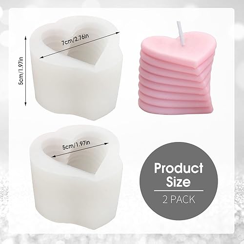 Tuxuzal Lot de 2 moules à bougies en forme de cœur en silicone - Forme de cœur - En résine époxy - En spirale - Pour bricolage, bougies, savons, fondants, gâteaux au chocolat - Nail Gallerys
