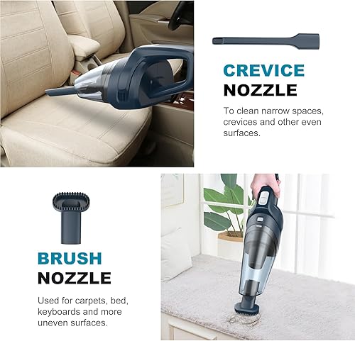 Hangorize Aspirateur à Main sans Fil - Aspirateur à Main 2200mAh, Aspirateur de Table 120W avec Sèche Filtre HEPA, Aspirateur Voiture pour Maison Voiture Table Canapé - Nail Gallerys