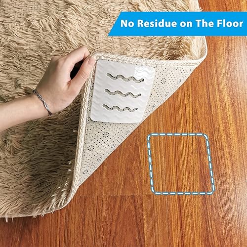 Daily Treasures Lot de 8 grips de tapis antidérapants et réutilisables pour tapis en bois et sols durs pour garder les tapis en place et rendre les coins plats - Nail Gallerys