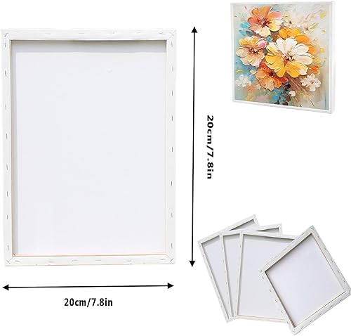 Toile De Châssis 20x20, Toile Peinture Grand Format, 4pcs Toile Peinture, Toiles À Peindre Encadrées, Toile Vierge Pour Peinture Acrylique, À L'huile Et Gouache - Nail Gallerys