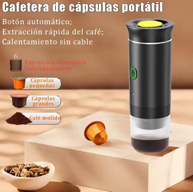 Genérico Cafetière portable 3 en 1 - Compatible avec capsules Nespresso®, Dolce Gusto® et café moulu - Machine à café avec chauffage USB rechargeable - Idéal pour les voyages, le camping et le bureau - Nail Gallerys